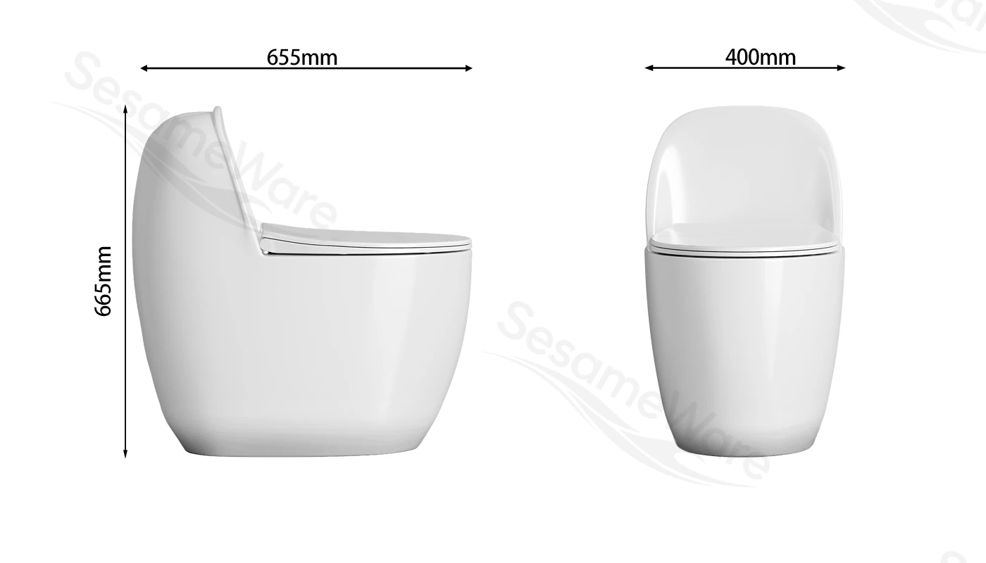 T1020-S siphonic one-piece toilet dimension diagram — Chaozhou Sesame factory