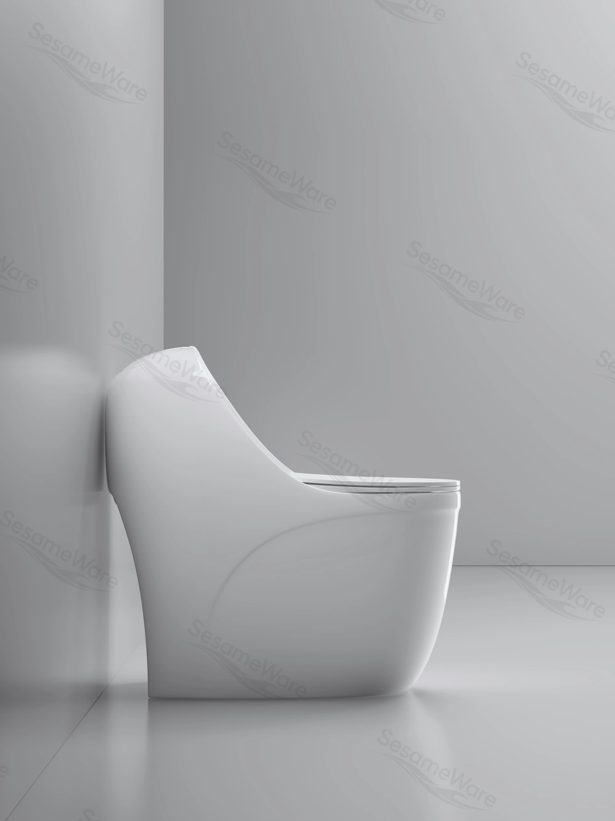 T1044-S siphonic one-piece toilet side view — ceramic toilet factory export