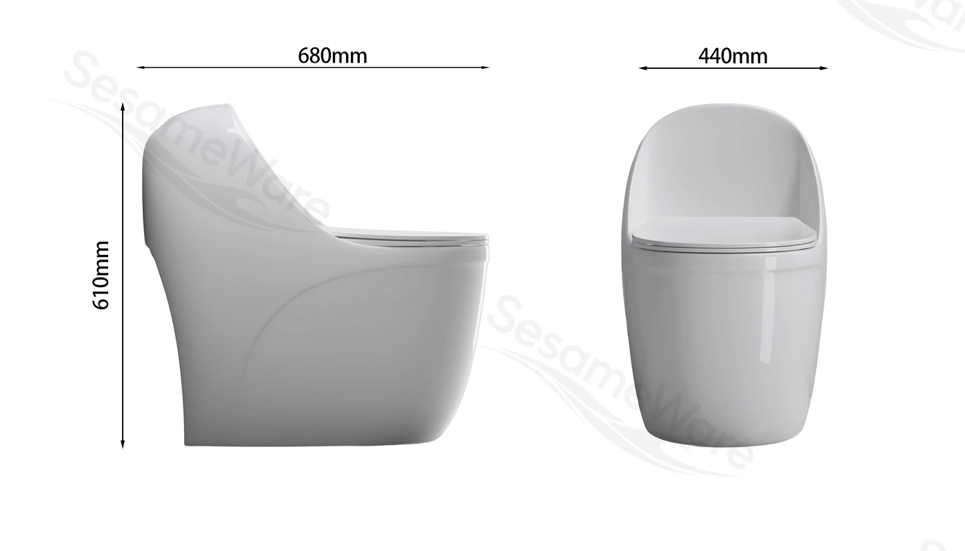 T1044-S siphonic one-piece toilet dimension diagram — Chaozhou Sesame factory