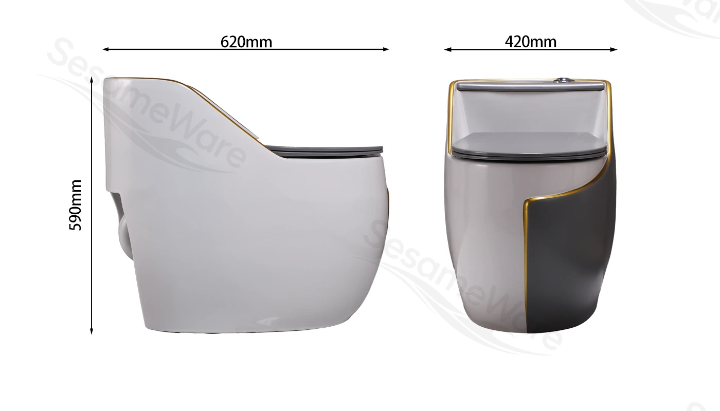 Siphonic One-Piece Toilet T1045-S Product Dimension Diagram
