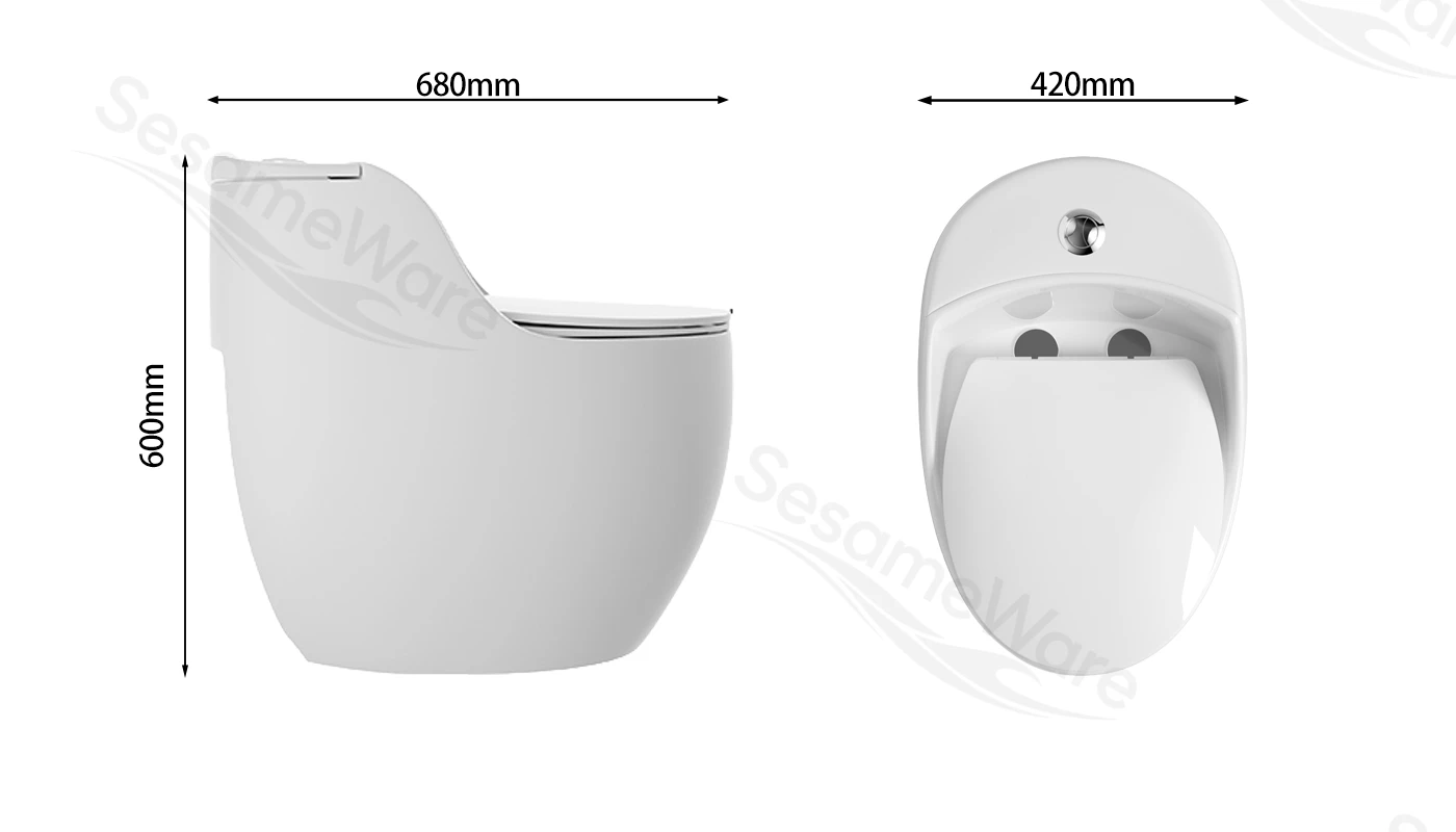 T1061-S siphonic one-piece toilet dimension diagram — Chaozhou Sesame factory