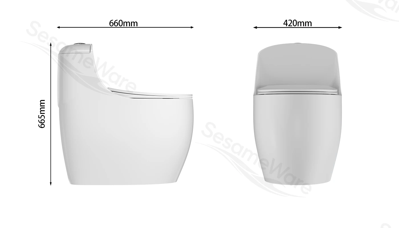 T1063-S siphonic one-piece toilet dimension diagram — Chaozhou Sesame factory