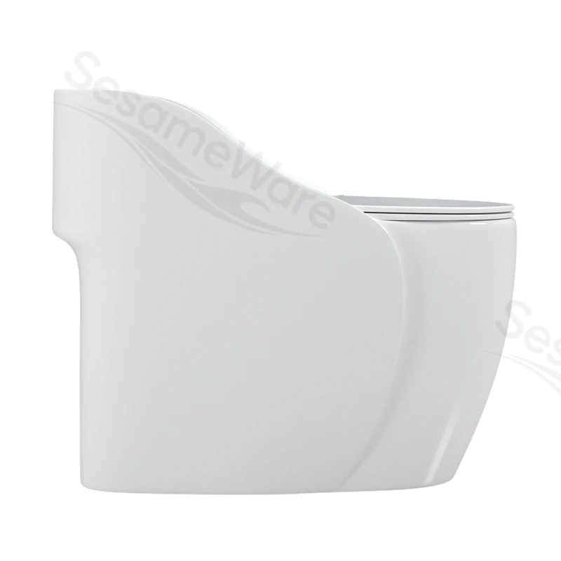 T1095-S siphonic one-piece toilet side view — ceramic toilet factory export