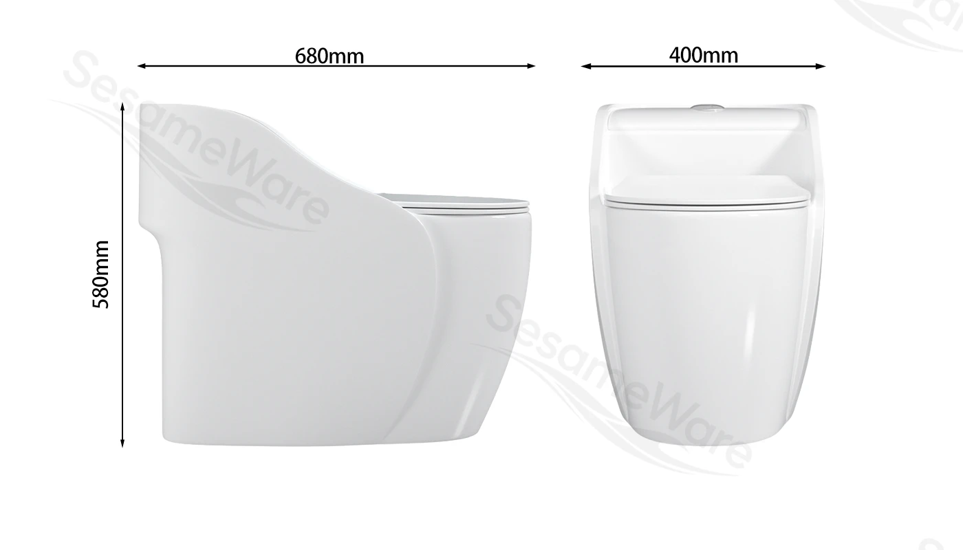T1095-S siphonic one-piece toilet dimension diagram — Chaozhou Sesame factory