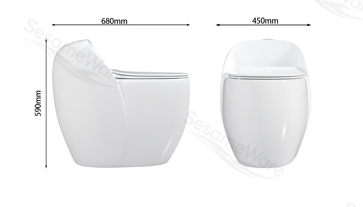 T1100-S siphonic one-piece toilet dimension diagram — Chaozhou Sesame factory