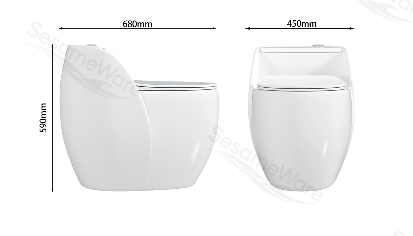 T1101-S siphonic one-piece toilet dimension diagram — Chaozhou Sesame factory